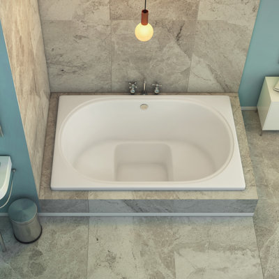 Honolua 60" x 40" Drop In Deep Combination Acrylic Bathtub with Integrated Seats