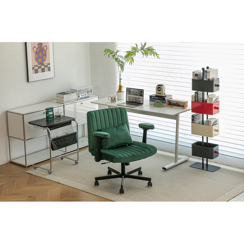 Chaise de bureau Green Velvet Criss Cross, Vert