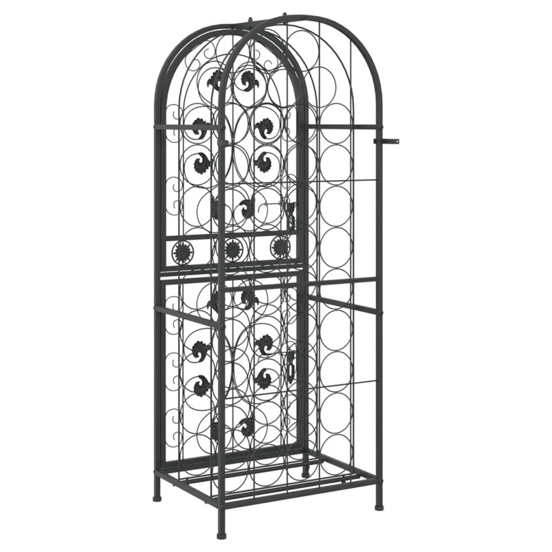 Gulfcrest Wine Rack Black Wrought Iron, 120cm H x 45cm W x 36cm D