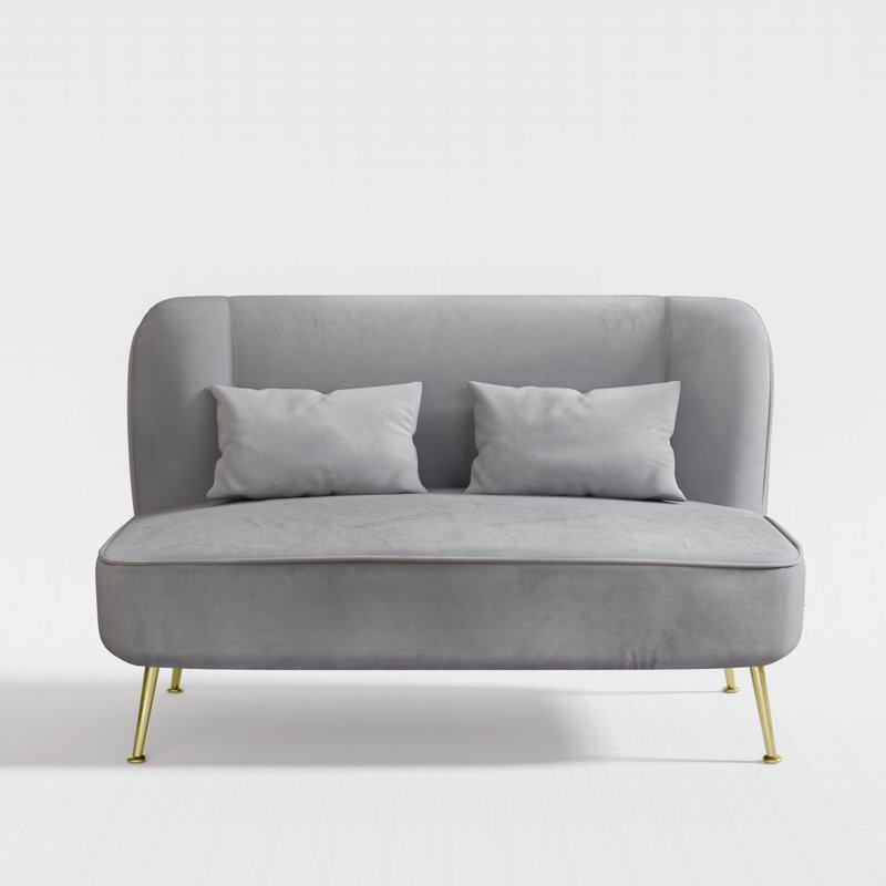 Canapé moderne deux places 3 pièces en velours capitonné avec 2 fauteuils d'appoint, Gris