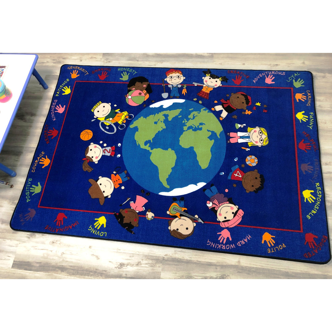 KidCarpet World Character Rug, Rectangle Classroom Carpet With Diversity Theme for Kids, 7'6" x 12' Rectangle Kid Carpet Rug 