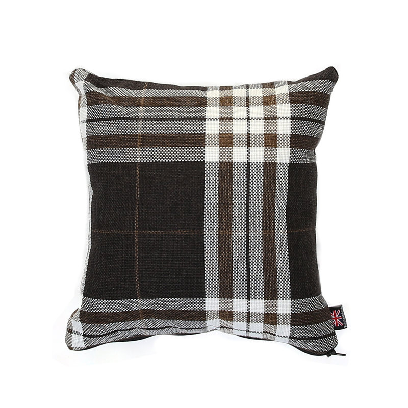 Chagnon Plaid Square Cushion, 43cm x 43cm, Black