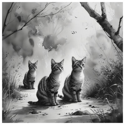 Édredon Three Tabby Cats