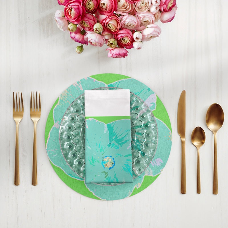 Hibiscus Cotton Sateen Dinner Napkins, Colony