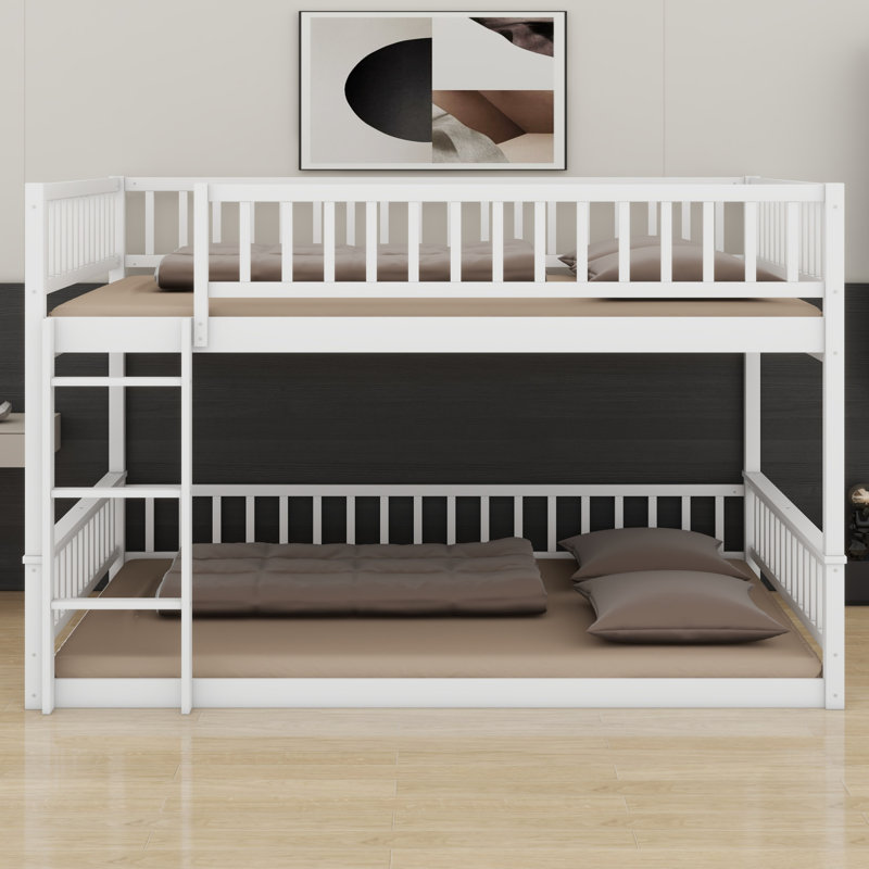 Modern Bunk Bed with Convenient Ladder and Safety Guardrails, White