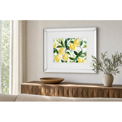 Lemony Branches Wall Art - 34" x 40" - Mirrored Frame