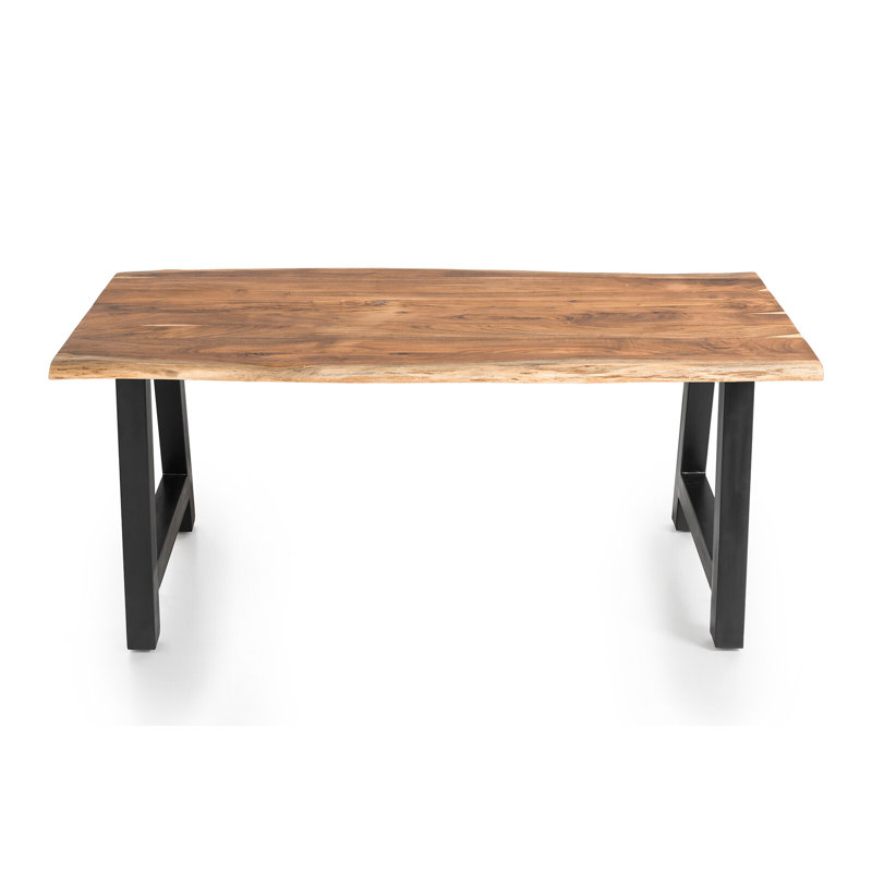 Chantey Acacia Solid Wood Top Metal Base Dining Table, 76cm H x 110cm W x 240cm L