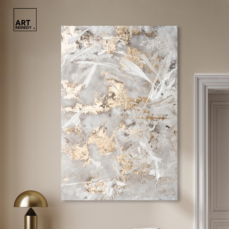 Celestial Gold 2, toile élégante abstraite dorée par Art Remedy, Toile tendue, H 54 po x l 36 po