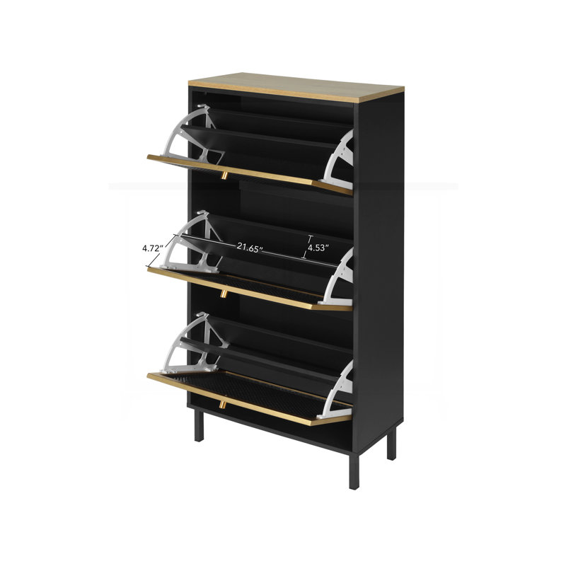 3 Metal Door Shoe Rack, Black