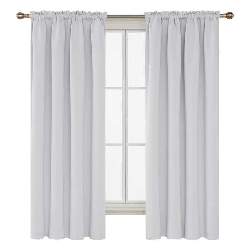 Andreea Blackout Curtain Pair, 132 W x 242 D cm, Greyish White