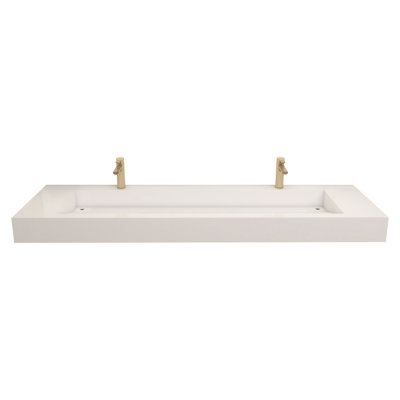 Lavabo de salle de bain vasque rectangulaire en pierre blanche avec trop-plein Akeya