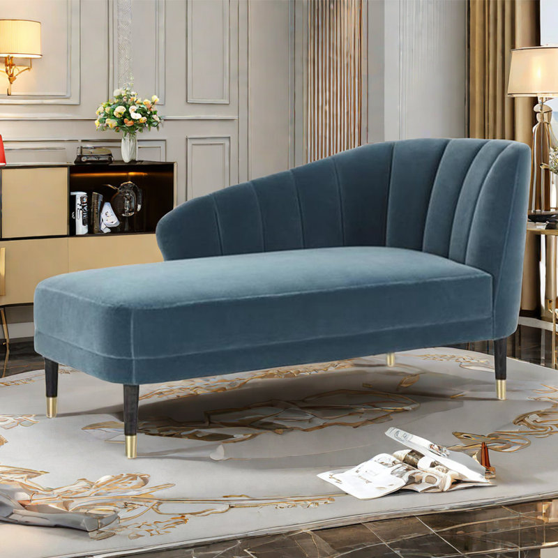Chaise longue rembourrée Calev, Chaise longue à accoudoir droit
