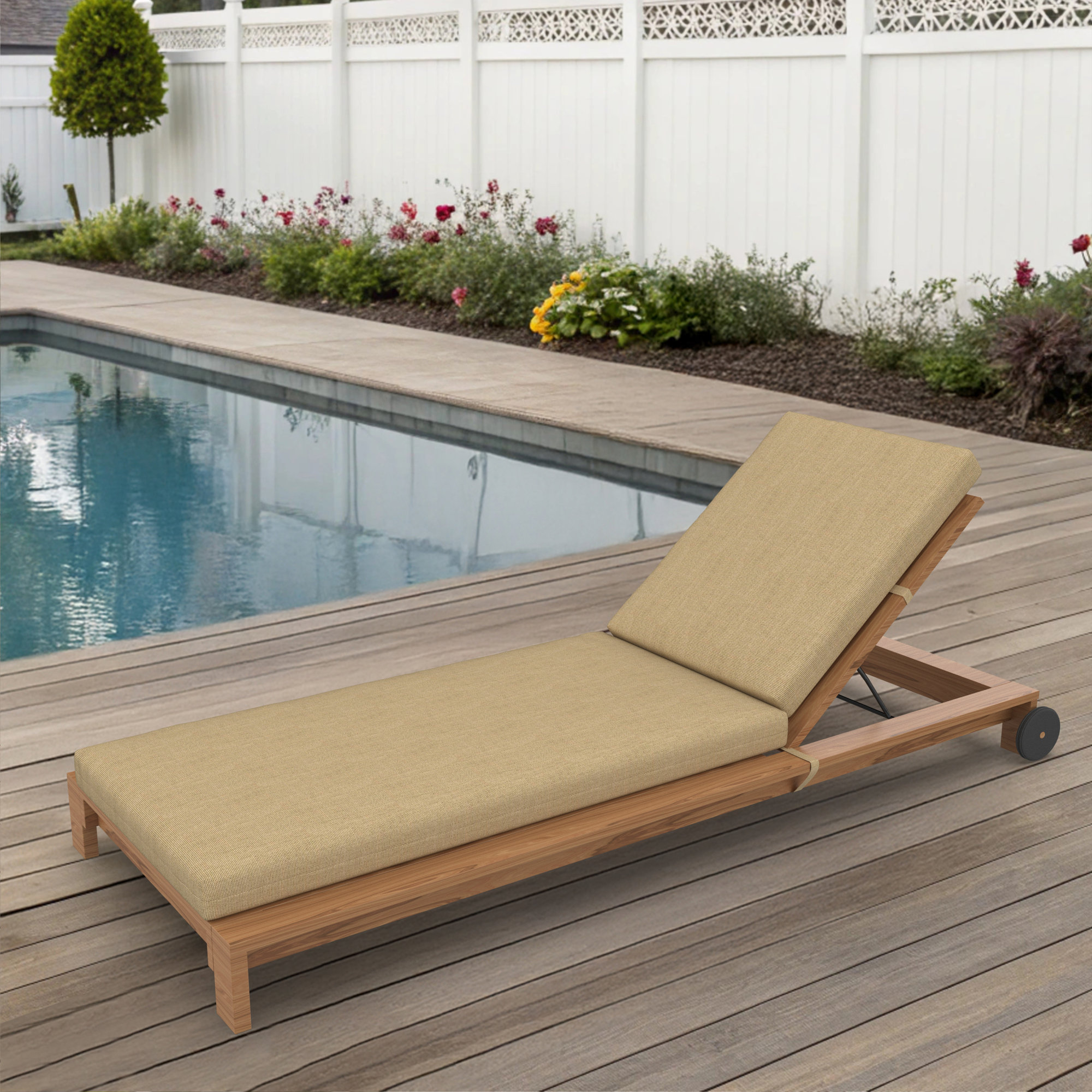 Outdoor Sunbrella® Chaise Lounge Cushion, 3.5" H x 25" W x 47"D, Canvas Heather Beige Sunbrella® Canvas