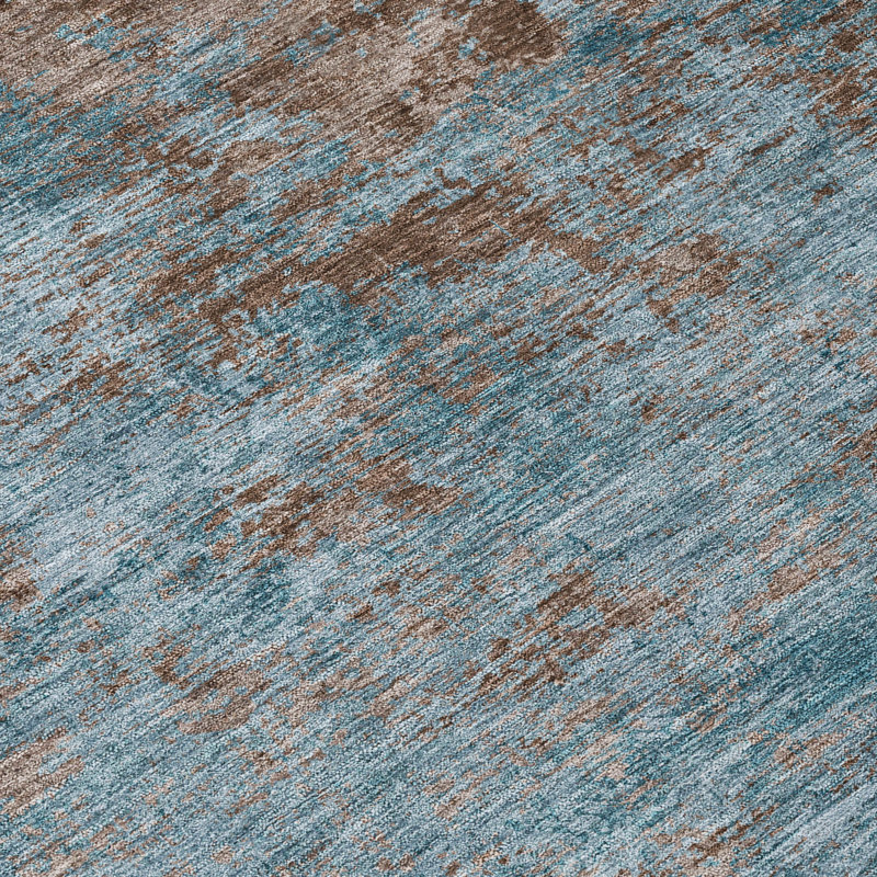 Tapis bleu sarcelle lavable intérieur / extérieur Carmine , 10 pi x 14 pi