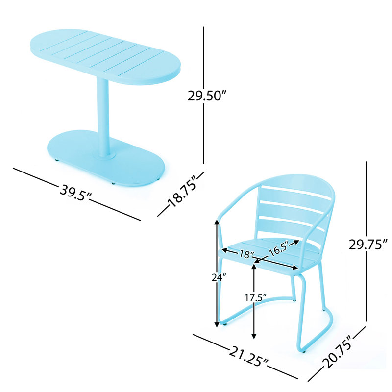 SANTA MONICA BISTRO SET - Matte Light Blue