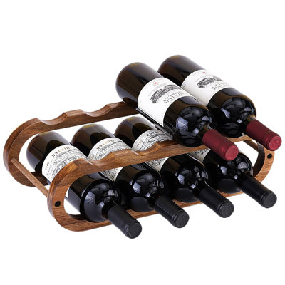 Wine Rack And Water Bottle Organizer 2 In 1 For Cabinet And Countertop - Adjustable In 2 Sizes (Acacia Wood 2 Tier)