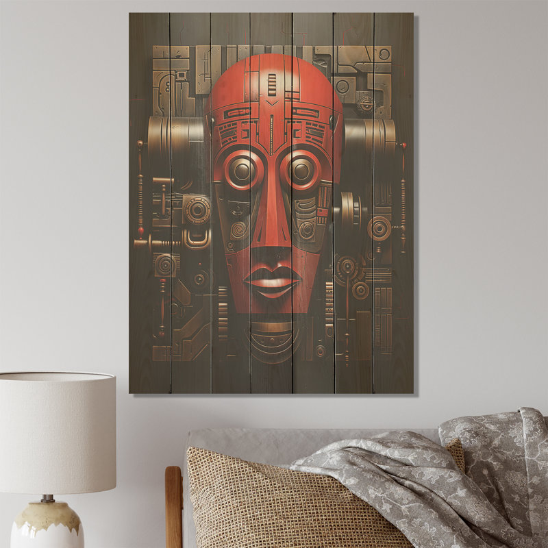 Masque africain Zulu Warrior II - masque africain sur bois, H 44 po x l 34 po