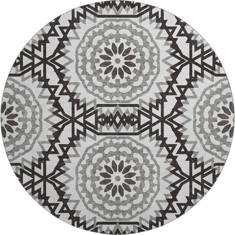 Premium Machine Washable Cerrito White Rug, Round 8'