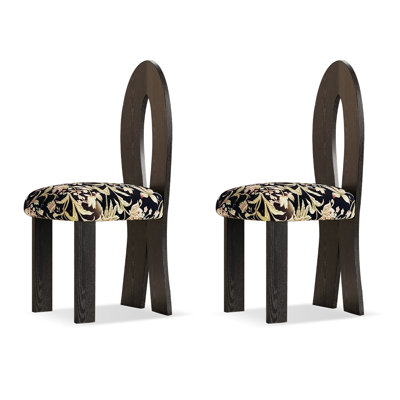 Black Solid back side Chair(Set of 2)