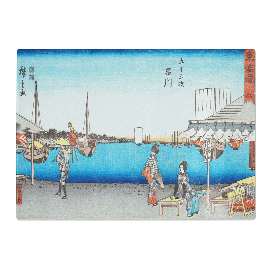 Tempered Glass View of the Ships by Utagawa Hiroshige Chopping Board