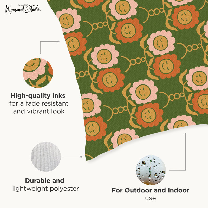 Coussin décoratif floral intérieur / extérieur en polyester