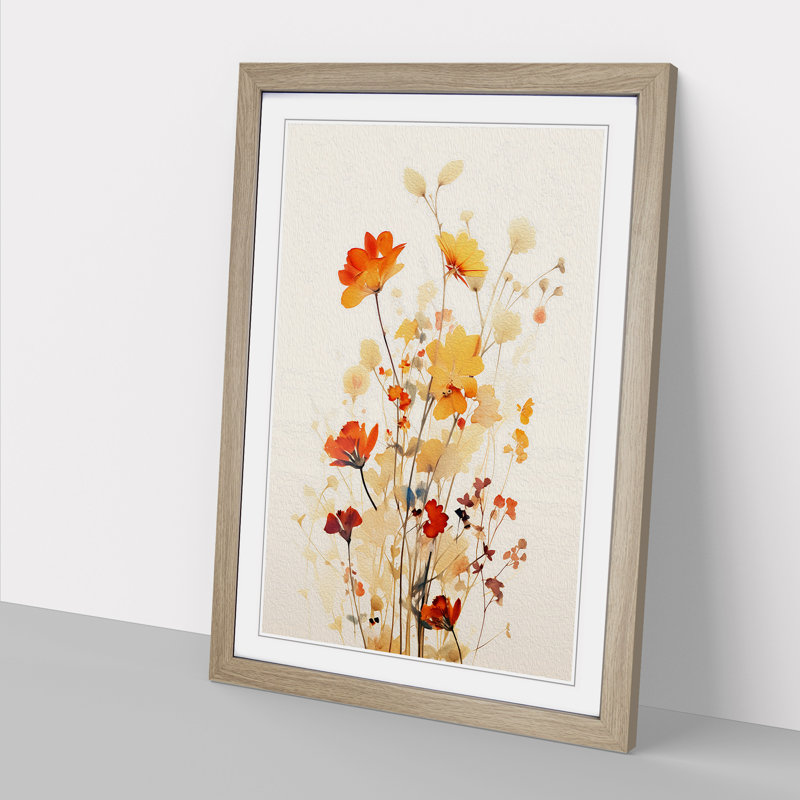 Wildflowers Minimalism - Framed Print, Oak , 34cm H x 25cm W x 2cm D