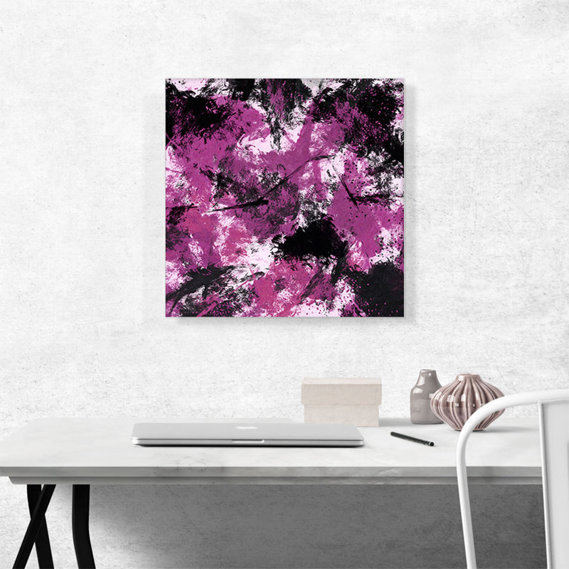 Mauve, noir, blanc, moderne, reproduction d'art sur toile tendue, H 18 po x l 18 po x P 0,75 po
