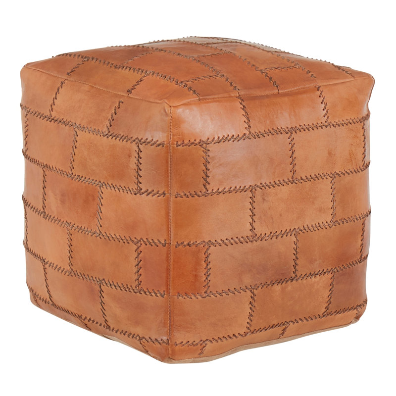 Pouf Cobbler Industrial en cuir brun par Lumisource, Brun