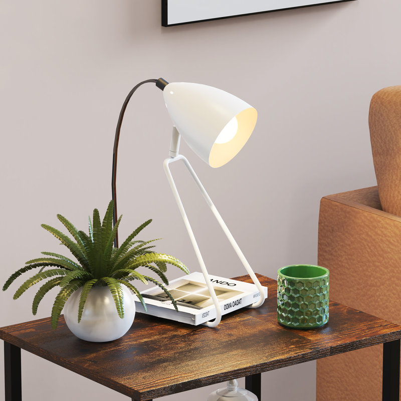 Ensemble de 2 lampes de table modernes en métal, lampes de chevet rotatives à 350 ° pour chambre d'étude, White, Blanc