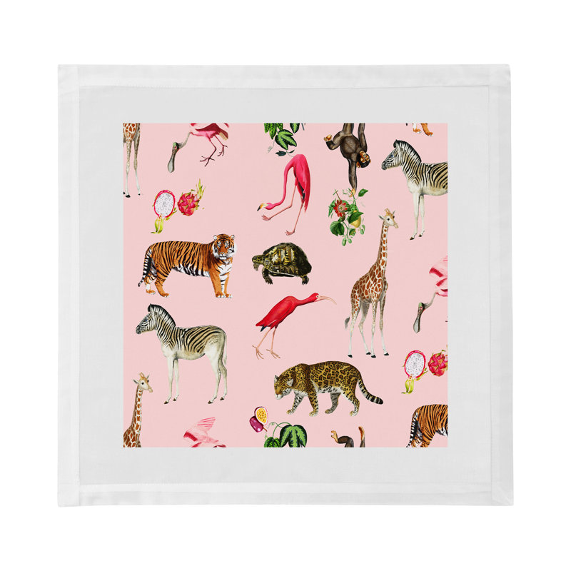 Exotix Cotton Sateen Dinner Napkins, Flamingo