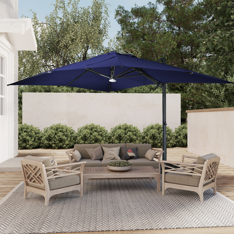 Soheir 157.48'' x 118.11'' Rectangular Lighted Cantilever Umbrella, Navy