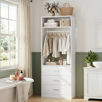 24''W×80'' H Bathroom Cabinet With 3 Wood Drawers