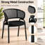 Daishun Modern Cane Back Dining Chair, Curved U-Shaped Rattan Armchair, Upholstered Cushion Accent Side Seating with Black Metal Legs-17228008-3408387