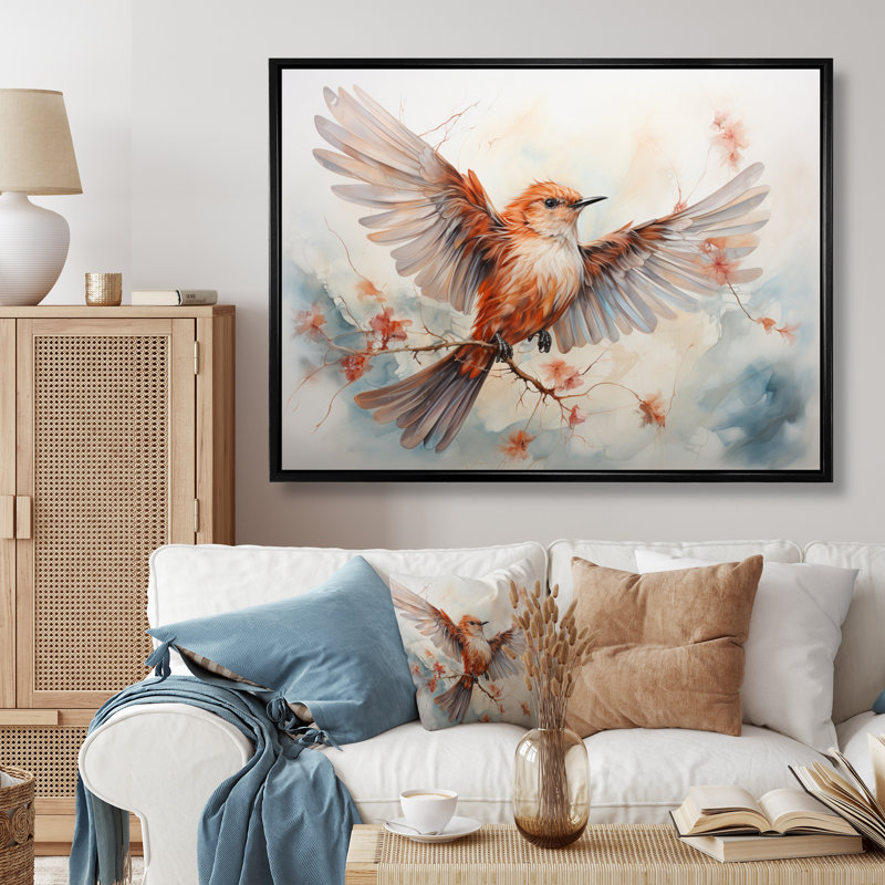 " Feathered Elegance II ", Black Floater Framed, 16" H x 32" W x 1" D