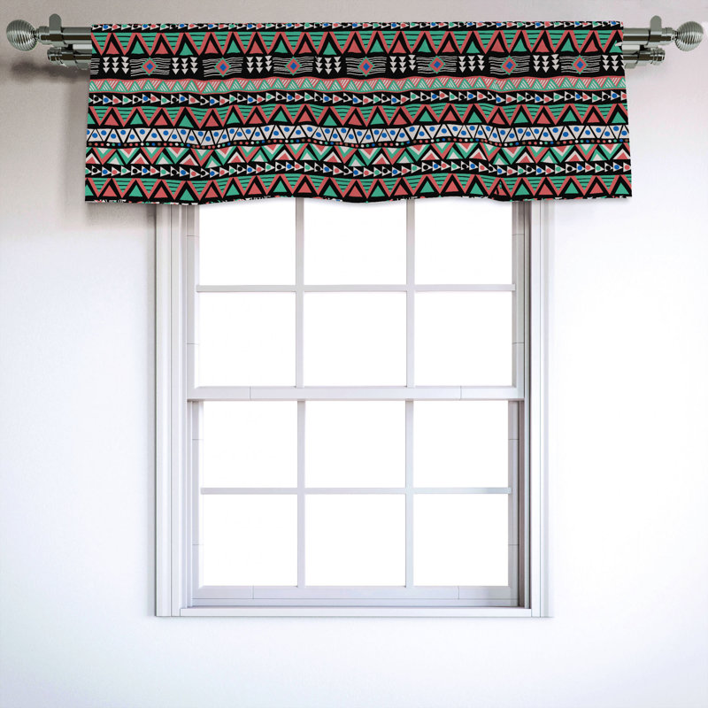 Sateen Geometric Ruffled Window Valance