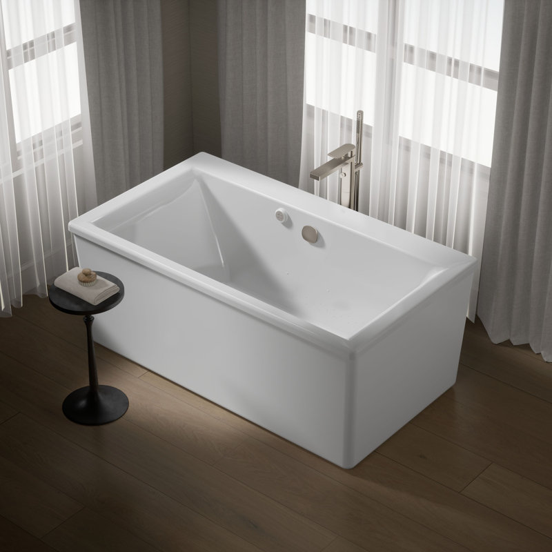 Stargaze 60" x 36" Freestanding Heated Bubble Massage Air Bath with Straight Shroud, White