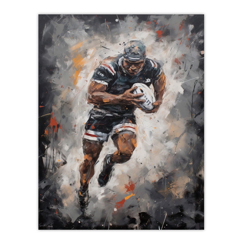 Wall Art Print Rugby Fan Artwork World Cup Forward With Ball Action Painting Cave Poster