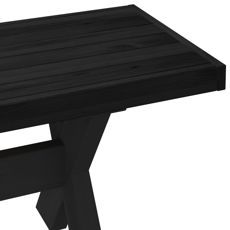 Solid Wood Bench, 45 cm H x 160 cm L x 41 cm D, Black