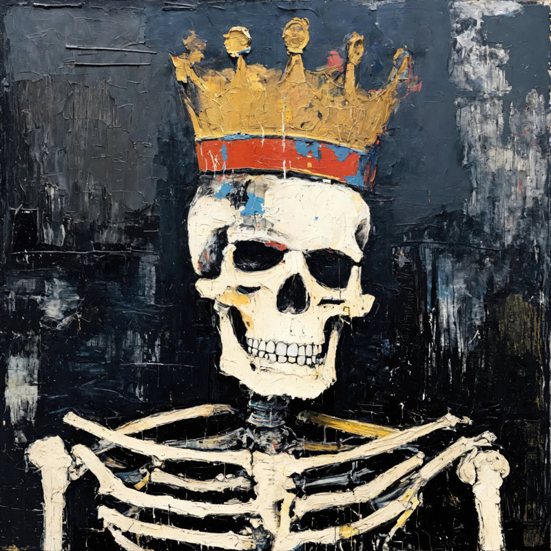 Skeleton 34-Hommage-Basquiat, estampe numérique sur toile tendue avec châssis, H 36 po x l 36 po