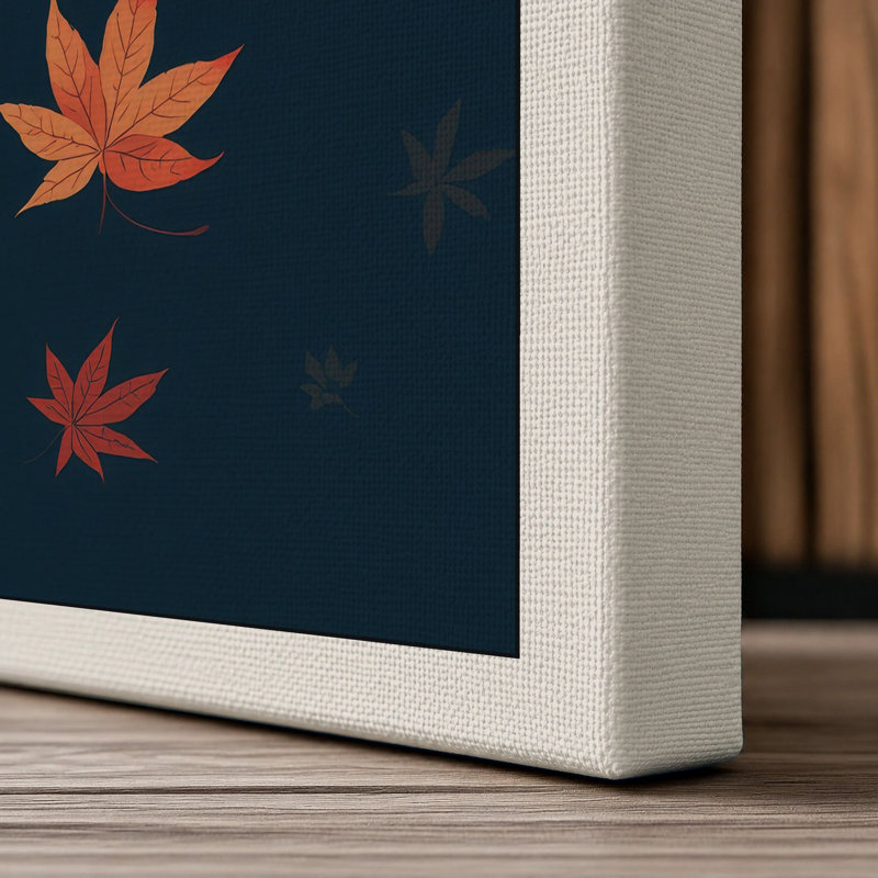 Falling Autumn Leaves Botanical - Wrapped Canvas, 36x24 - 91.4 x 61.0 cm, Cream Border