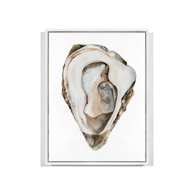 Huître 1 par Rita Taverni, Cadre flottant blanc, H 51 po x l 38 po