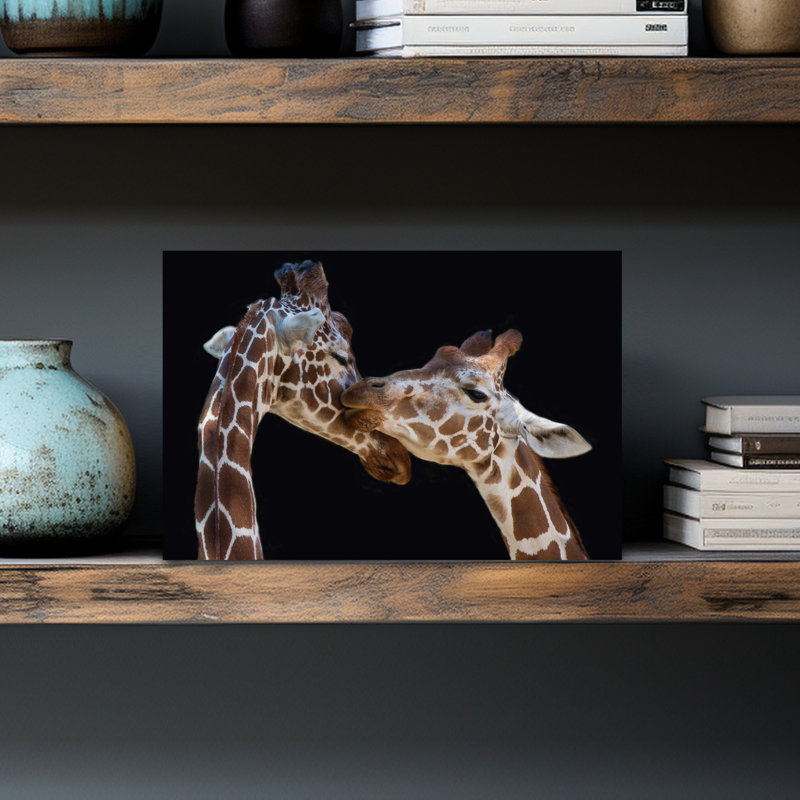 «Gentle Giraffe Love», art mural contemporain, H 12 po x l 18 po