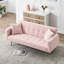 Lit en polaire rose de 182 cm (71,7 pouces) pour salon, 2 places, construction robuste avec cadre en bois massif, pieds en métal, deux coussins inclus, fonction assise et table basse, design moderne, jeté de canapé inclus