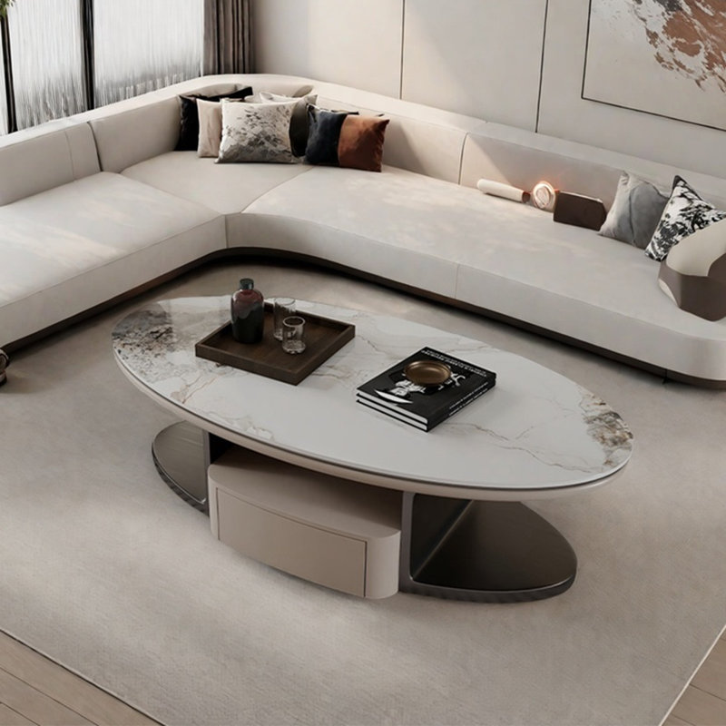 Table basse ovale en ardoise, H 15,7 po x L 51,2 po x l 27,6 po