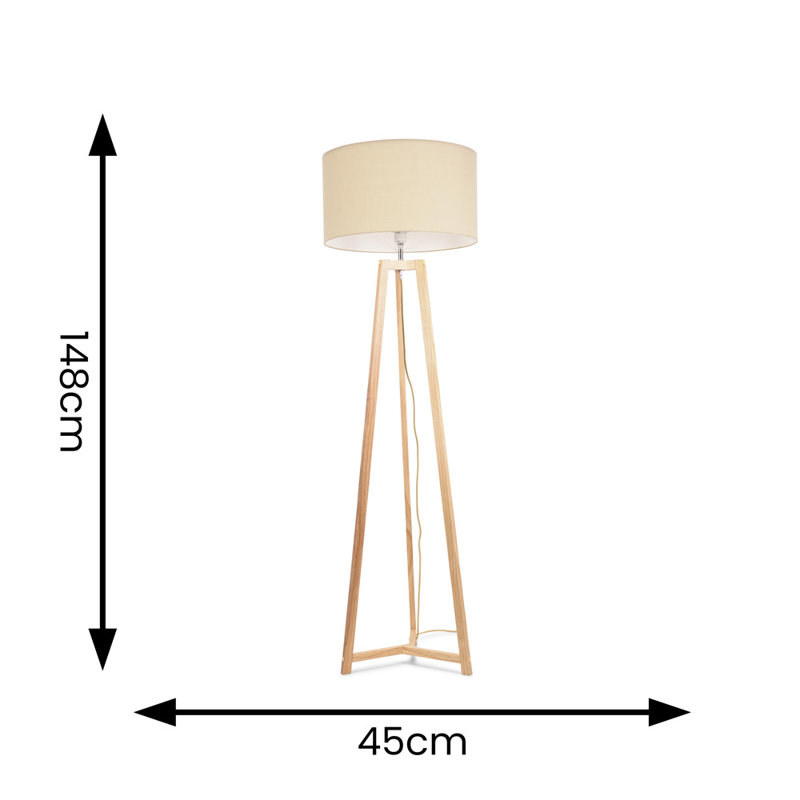 Rhavyn 148cm Traditional Floor Lamp, Natural, Natural
