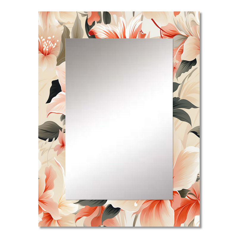 Leitersburg Delicate Neutrals Tropical Pattern - tropical  Decorative Wall Mirror, Tropical Mirror, Printed Metal Art