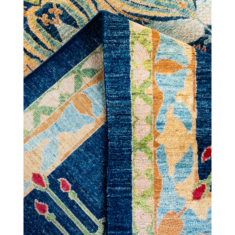 Tapis unique ivoire / bleu 11 pi 6 po x 19 pi 6 po Cavaillon