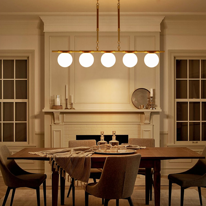 Luminaire suspendu linéaire 45 po pour cuisine moderne à 5 lumières