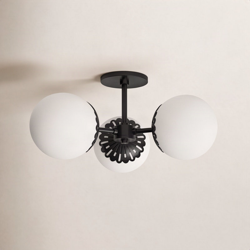 Plafonnier semi-encastré 3 lumières 17,5 po Deniaud, Bronze vieilli