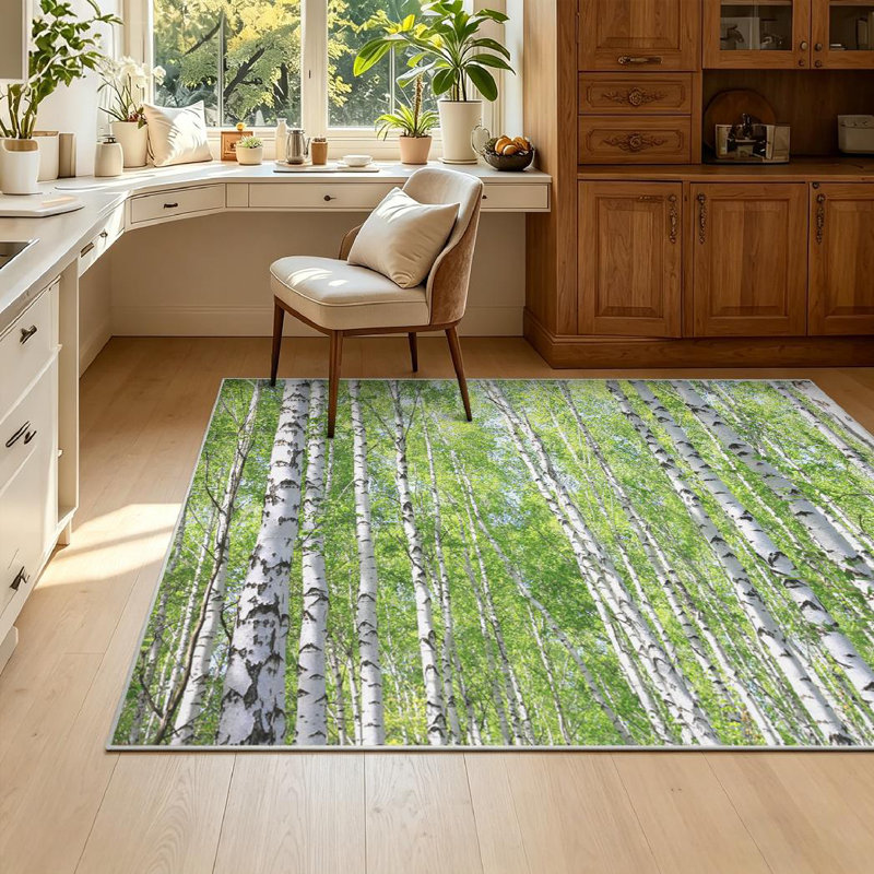 Tapis d'intérieur lavable à la machine Green Tree, Rectangle 55" x 79"